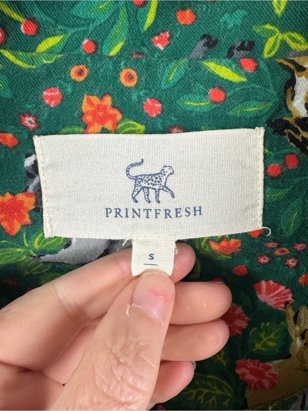 Printfresh Woodland Critters Organic Cotton Sleep Shirt Nightgown Green Sz Small - Picture 2 of 8